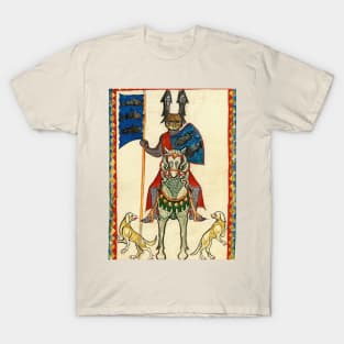 KNIGHT OF FISHES HORSEBACK, MEDIEVAL MINIATURE WITH WILD ROSES T-Shirt